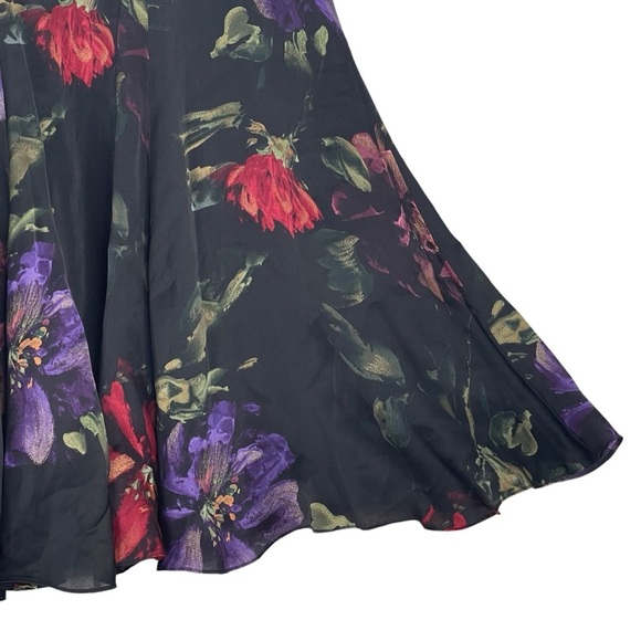 Lauren Ralph Lauren Skirt Womens 8 Vintage Dark Floral Silk A Line Midi Event - Picture 4 of 9